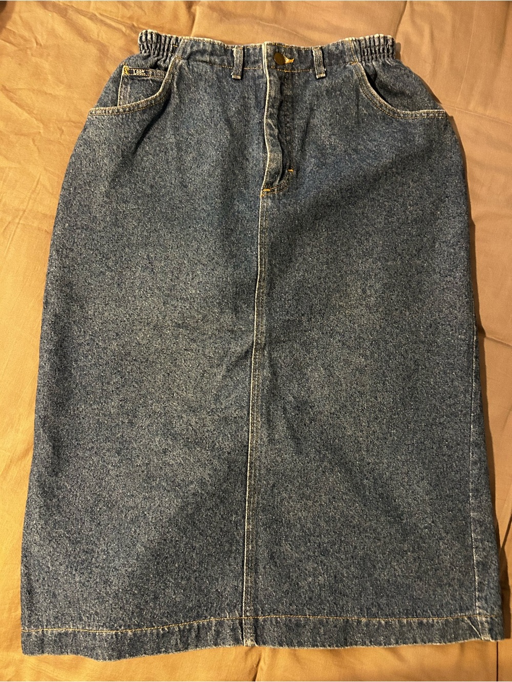 Vintage Lee Classic High-Waist Denim Midi Skirt - Blue